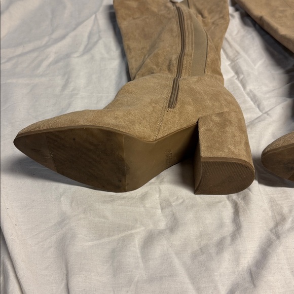 Wide Calf Tan Suede Knee-High Boots - Picture 2 of 2